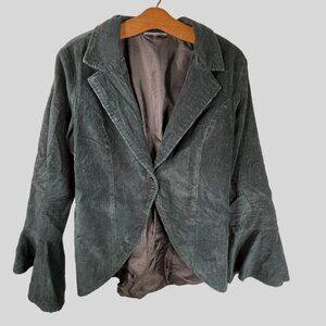 Pyramid Collection Corduroy Blazer Size Small Steampunk Jacket Bell Sleeve Green